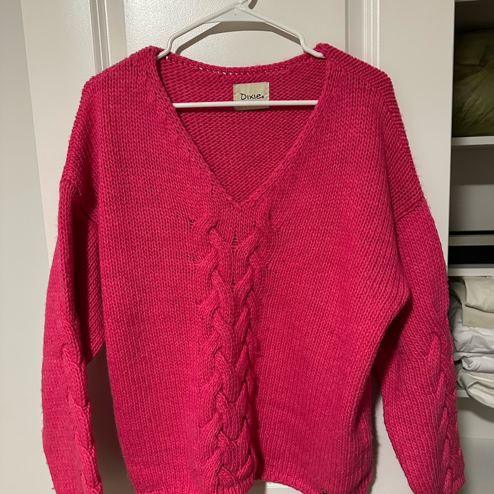 Women's V-Neck Sweater - Vibrant Pink
